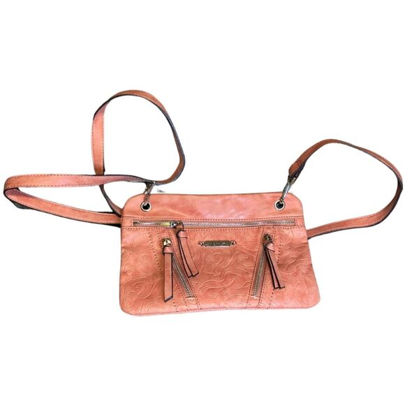 Nicole Miller Coral Crossbody Bag with Embossed Design - Picture 3 of 7